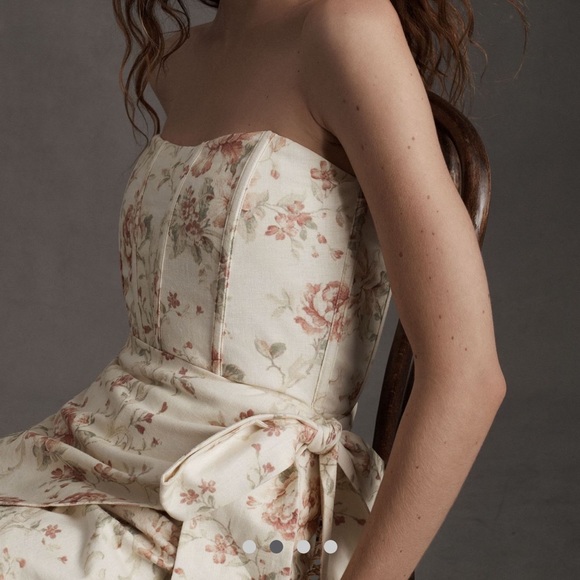 NWT V. Chapman Anthropologie Nasturtium Carmel Valley Rose Floral Mini Dress 10 - Picture 2 of 3